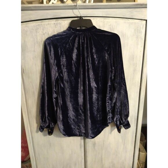 Pilcro velour  puff sleeve button up top xxs Y2K Vintage Classic - Picture 5 of 8